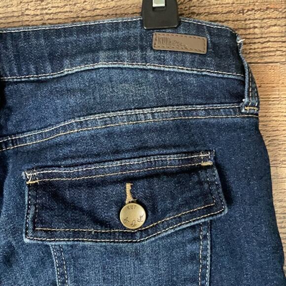 Kut From The Kloth Natalie Crop Jeans Frayed Hem Blue Denim Size 10 - Picture 7 of 10
